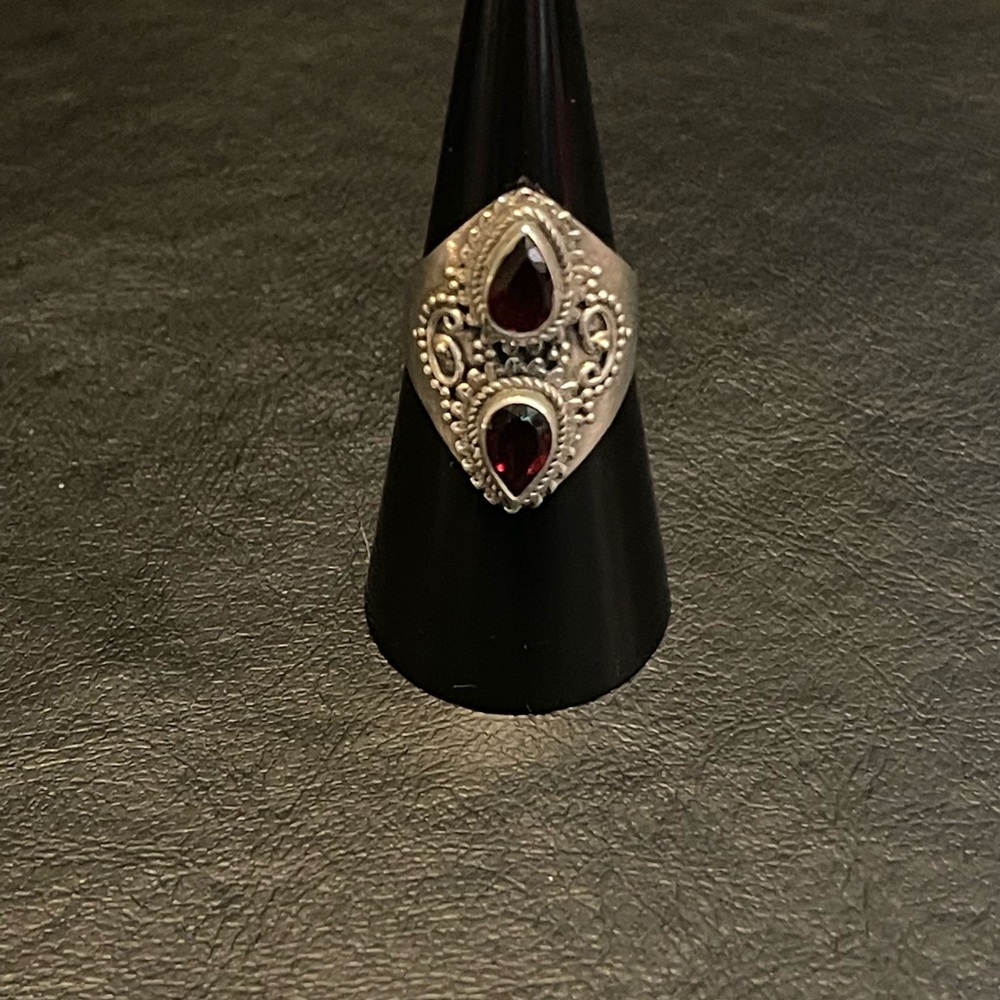 Sterling silver genuine garnet ring made in Israel ….